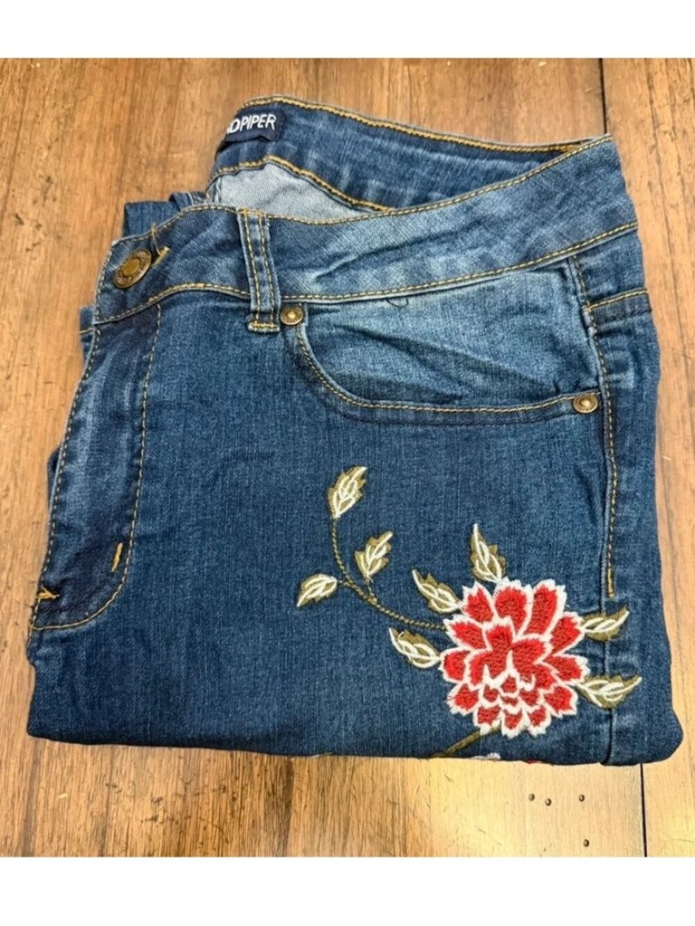 Rose embroidered jeans size 10
